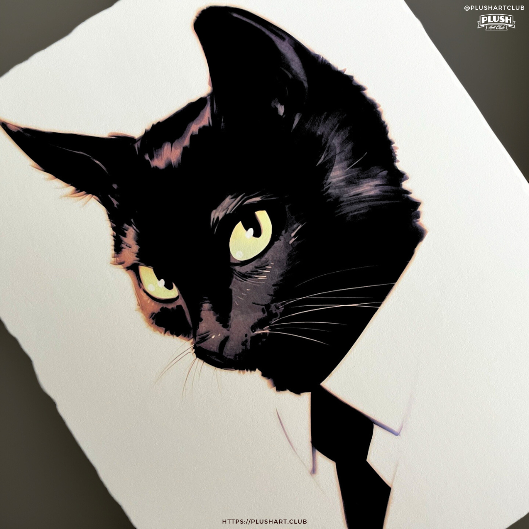 A closer look at corporation by Ilya Kuvshinov, published by Plush Art Club. It features a black cat in a collared shirt and tie. Might be a company executive or employee.