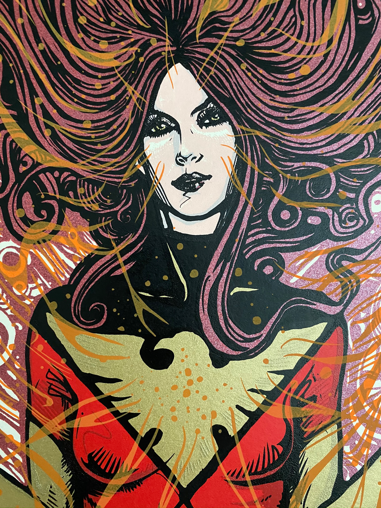 Details for Marvel's Dark Phoenix by Malleus. Limited-edition screenprint poster.