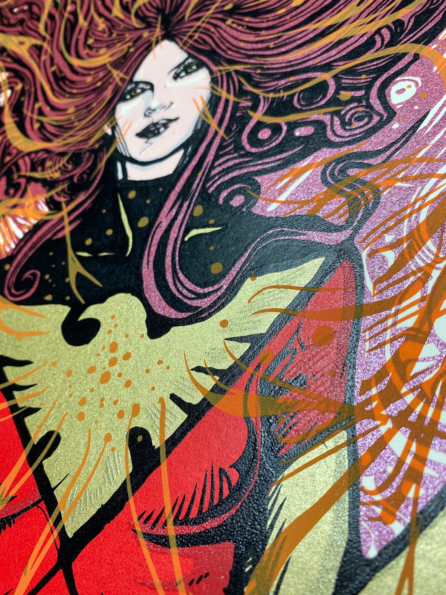 Details for Marvel's Dark Phoenix by Malleus. Limited-edition screenprint poster.
