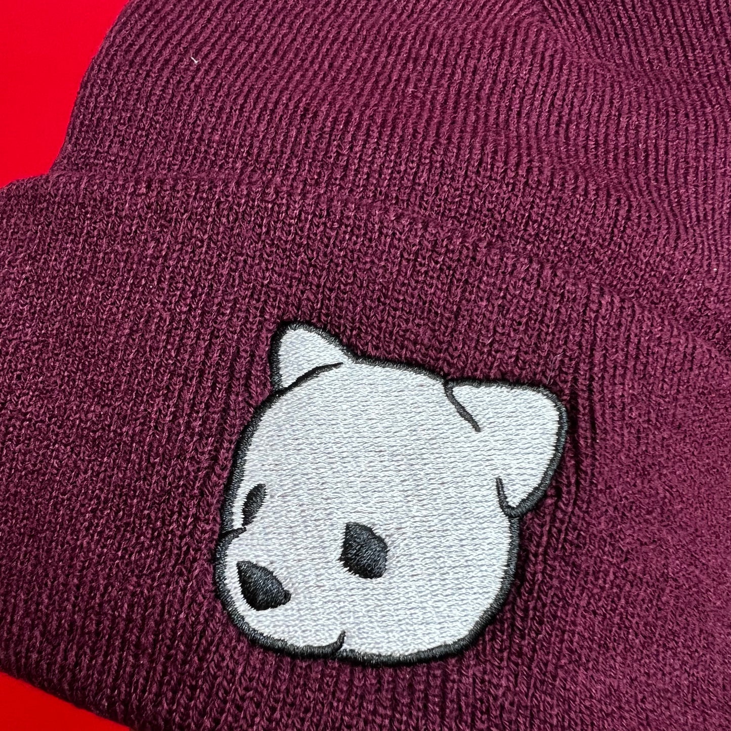 02.026 Luke Chueh Bear Head Beanie - Crimson