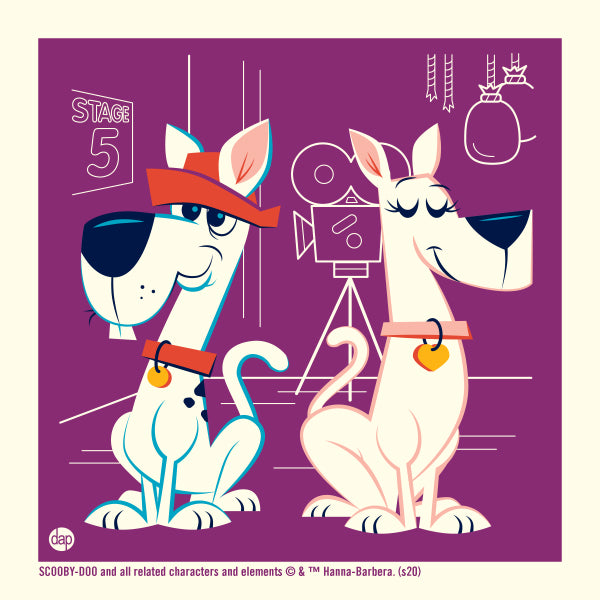 Scooby-Dum and Scooby-Dee from The Scooby-Doo Show animated television series from Hanna-Barbera. Artwork by Dave Perillo. Officially-licensed by Warner Bros. / Hanna-Barbera and published by Plush Art Club.