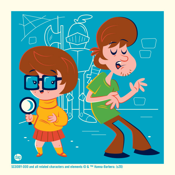 Shaggy and Velma from Hanna-Barbera's Scooby-Doo series. Officially licensed art print by Dave Perillo for Plush Art Club.